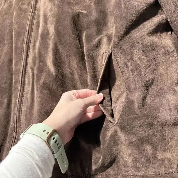 VTG Columbia Mens Suede Leather Barn Chore Jacket Sherpa Lined XXL Brown Zip - Picture 3 of 13